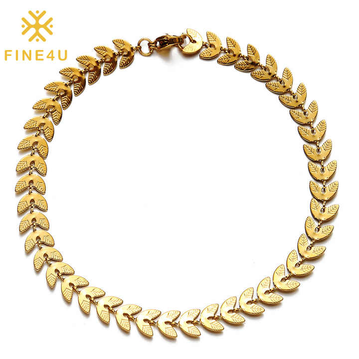 Non Tarnish Custom Fashion Women Sexy Luxury Jewelry Wheat Chain Summer 18K Gold Plated Stainless Steel Anklets