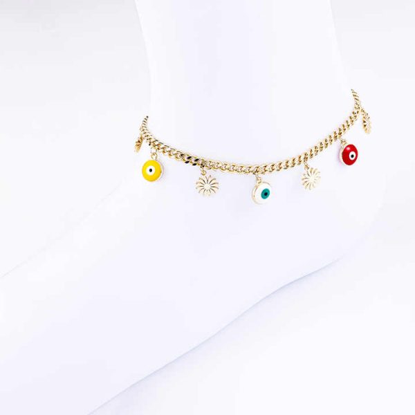 Colorful Eye Shape Thin Anklet Plated Chain Anklet Fashion Tarnish Free Luxury Anklets