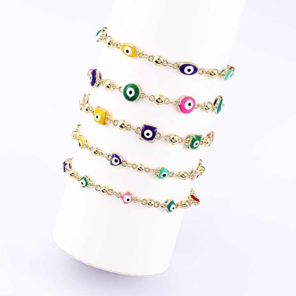 Colorful Eye Shape Thin Anklet Plated Chain Anklet Fashion Tarnish Free Luxury Anklets