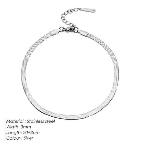 EManco Women's Fine Stainless Steel Gold Plated Flat Snake Chain Anklet Bracelet Pearl Foot Chain Party Real Gold Anklets
