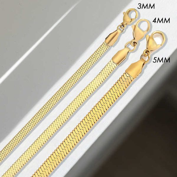 EManco Women's Fine Stainless Steel Gold Plated Flat Snake Chain Anklet Bracelet Pearl Foot Chain Party Real Gold Anklets