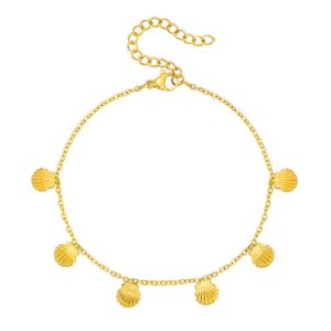 18K PVD conch pendant ankle chain, fashionable and personalized stainless steel shell ankle chain