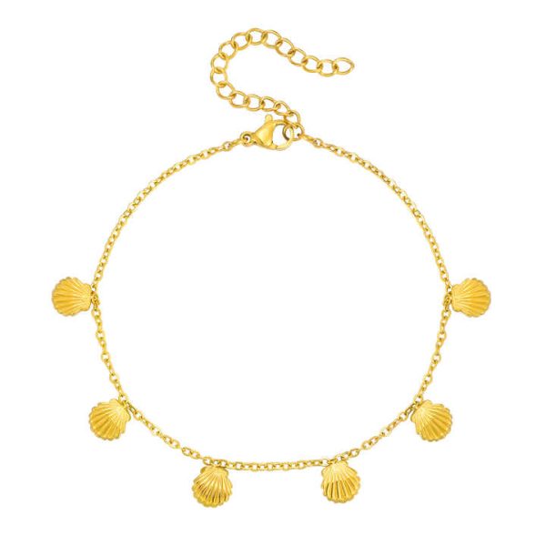 18K PVD conch pendant ankle chain, fashionable and personalized stainless steel shell ankle chain