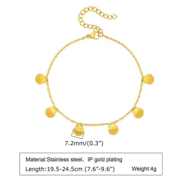 18K PVD conch pendant ankle chain, fashionable and personalized stainless steel shell ankle chain