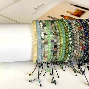 Trendy Adjustable Natural Stone Anklet for Women - Beaded Healing Energy Crystal Foot Jewelry