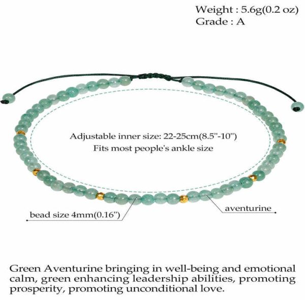 Natural Gemstone Foot Anklet Bracelet for Women Beaded Stone Anklet Healing Energy Crystal Anklet Beach Foot Jewelry Adjustable
