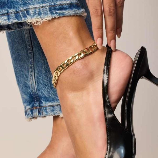 Fashion Cuban Link Gold Plated Stainless Steel Foot Chain Anklet Sexy Women's Cuban Anklet