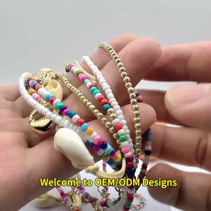Summer Beach Bohemia Style Gold Plated Alloy Shell Starfish Anklet Jewelry