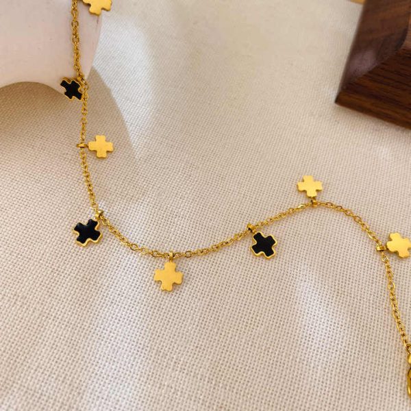 Classic Cross Anklet Stainless Steel Black Small Cross Anklet for Women