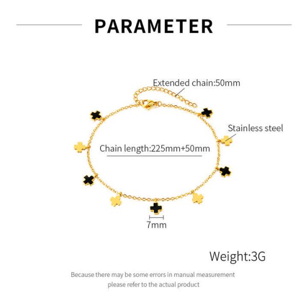 Classic Cross Anklet Stainless Steel Black Small Cross Anklet for Women