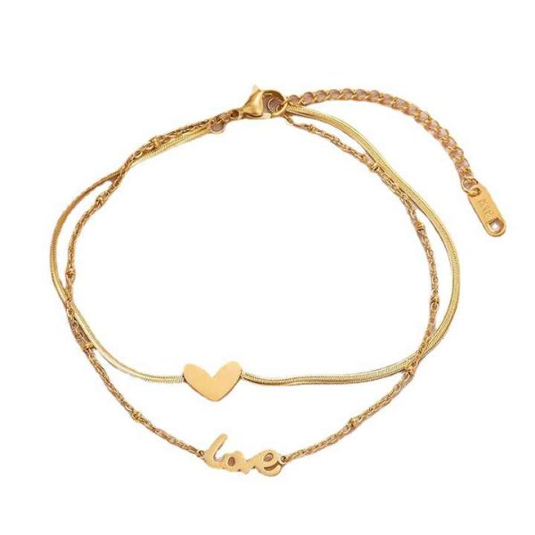 Love Heart Charms Anklet Design Fine Jewelry Anklets for Women 18k Gold