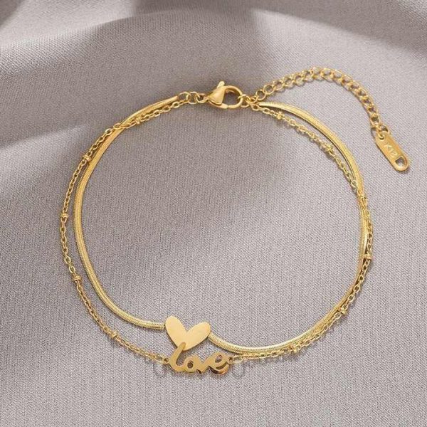 Love Heart Charms Anklet Design Fine Jewelry Anklets for Women 18k Gold