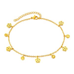 Niche Fashion High-End Women's Ankle Chain 18K Gold Plated Stainless Steel Hollowed Flower Foot Decoration