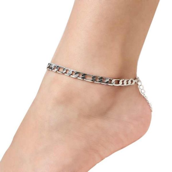 Stainless Steel Anklets for Women 4mm Punk Figaro Chain Anklet for Men Women Charm Fashion Beach Accessories Foot Jewelry Gift