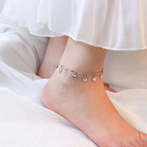 Fashion Jewelry Women's Anklet Multi Love Pendant Anklet Stainless Steel Plated 18K Gold Beach Anklet