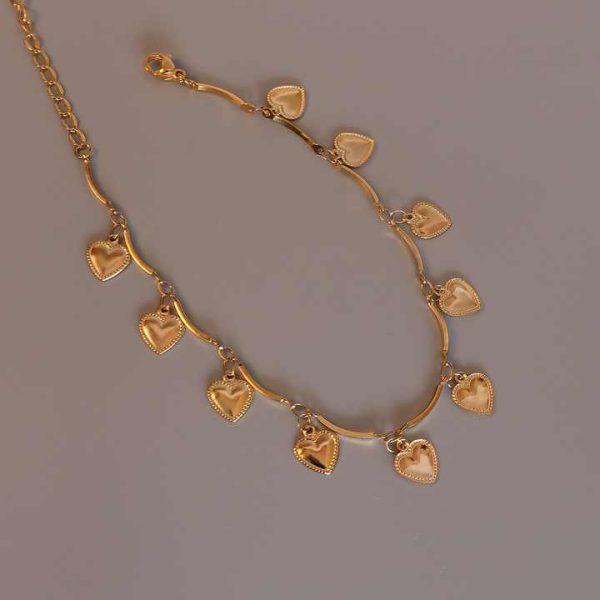 Fashion Jewelry Women's Anklet Multi Love Pendant Anklet Stainless Steel Plated 18K Gold Beach Anklet