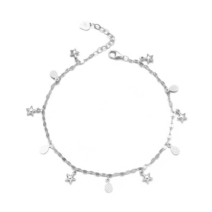 Romantic Jewelry 925 Sterling Silver Lip anklet Hanging Stars 18k Gold plated Ancle Chain Anklet Summer Beach Ladies anklet