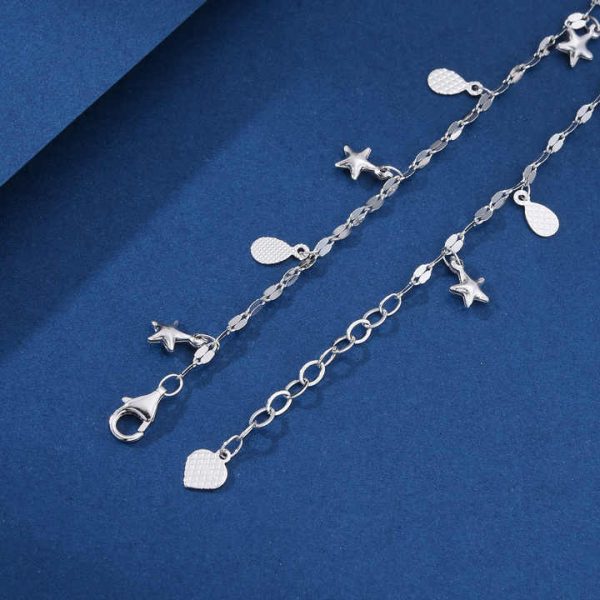 Romantic Jewelry 925 Sterling Silver Lip anklet Hanging Stars 18k Gold plated Ancle Chain Anklet Summer Beach Ladies anklet