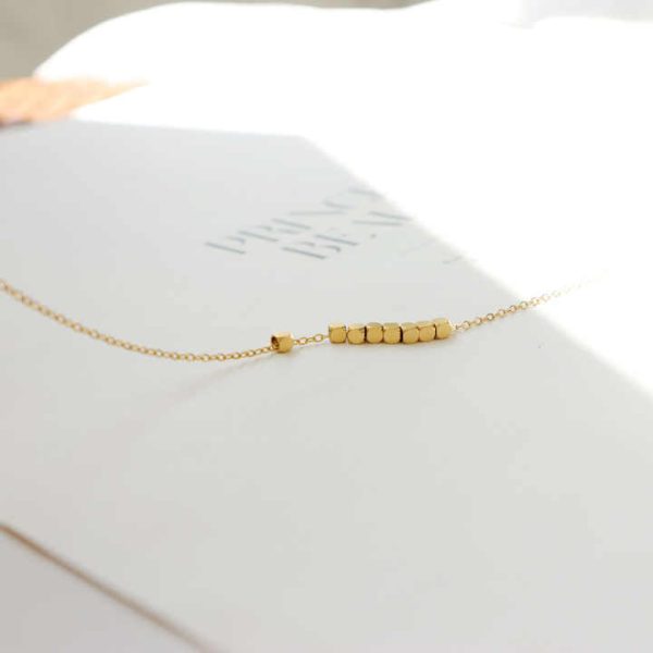 New Luxe Women's Gold-Plated Stainless Steel Anklet With Small Square Beads, Fade-Resistant