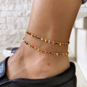 Trendy Summer Boho Women's Alloy Crystal Rhinestone Gold-Plated Anklet Set for Gift and Daily Fashion Jewelry