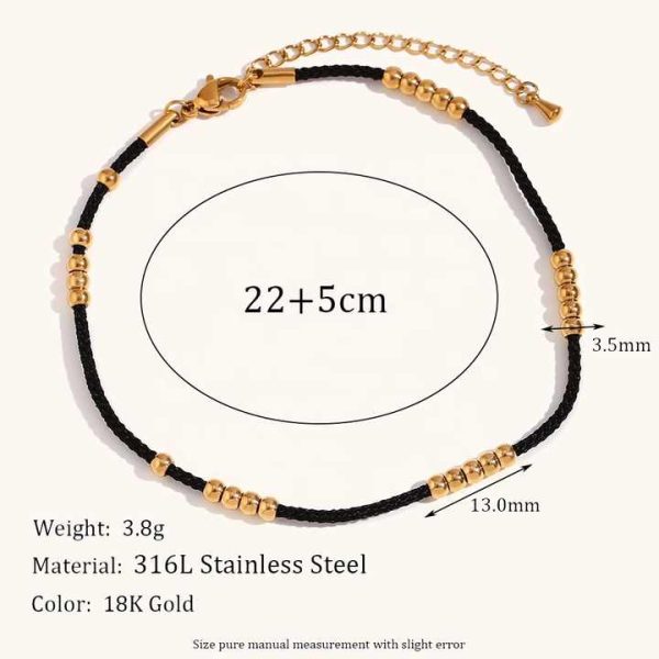 Trendy Waterproof Gold Plated Bead Chain Anklets 18K Gold Stainless Steel Chain Anklets