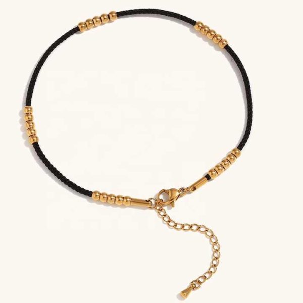 Trendy Waterproof Gold Plated Bead Chain Anklets 18K Gold Stainless Steel Chain Anklets