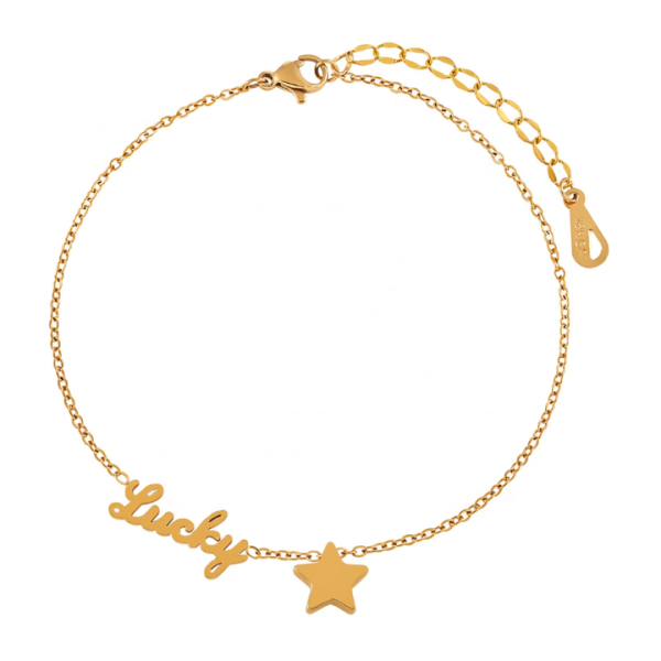 Minimalist Versatile Star Anklet for Women - Custom Name Gold Plated Stainless Steel Foot Jewelry Fashionable Lucky Ankle Chain
