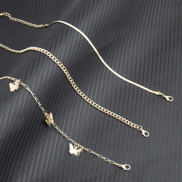 Trendy Multilayer Butterfly Anklet Gold Snake Chain Anklet Bracelet Fashion Women Summer Jewelry