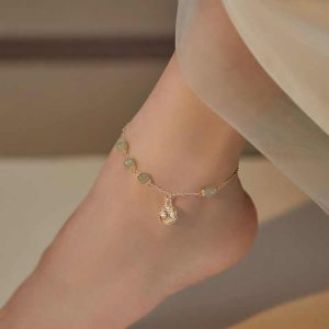 Vintage Gold Plated Geometric Bells Anklet for Women - 18K Alloy Party Jewelry