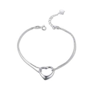 New Summer Accessory Gift for Women Hollow Love Foot Chain Stainless Steel Box Chain Layered Anklet Chain Simple Metal Rope