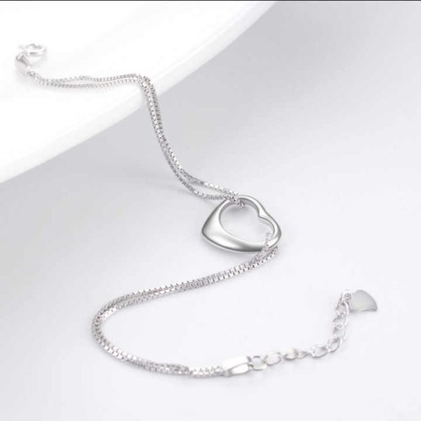 New Summer Accessory Gift for Women Hollow Love Foot Chain Stainless Steel Box Chain Layered Anklet Chain Simple Metal Rope
