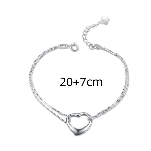 New Summer Accessory Gift for Women Hollow Love Foot Chain Stainless Steel Box Chain Layered Anklet Chain Simple Metal Rope