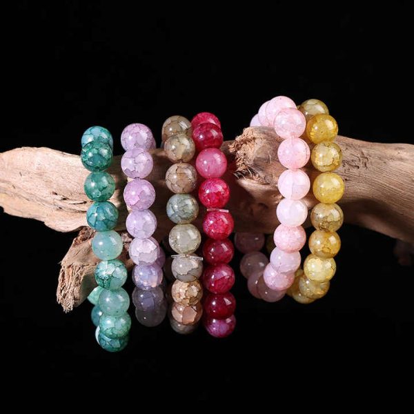 SC Wholesale Stylish Handmade Bracelet Bangle Fashion Colorful Bracelet Trendy Glass Transparent Beaded Bracelet for Teen Girls
