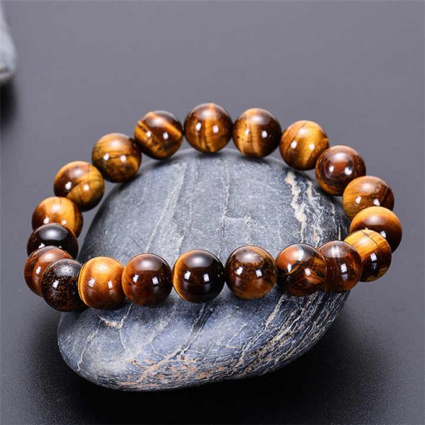 Natural Yellow Tiger Eye Beaded Bracelets Trendy Natural Stone Bracelet for Women Men