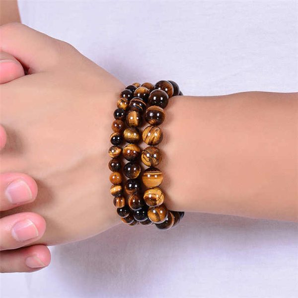 Natural Yellow Tiger Eye Beaded Bracelets Trendy Natural Stone Bracelet for Women Men