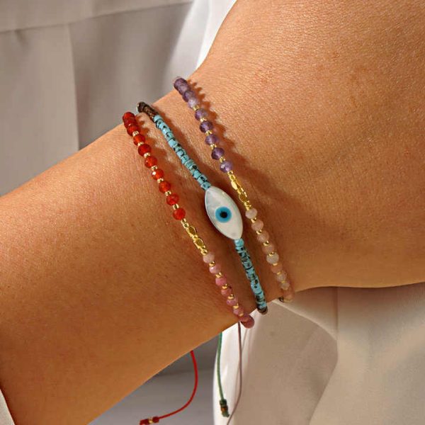 Boho Jewelry Natural Stone Beaded Bracelets Seed Bead Mother of Pearl tiger Eye Handmade Stack Fashion Jewelry for Women Sets
