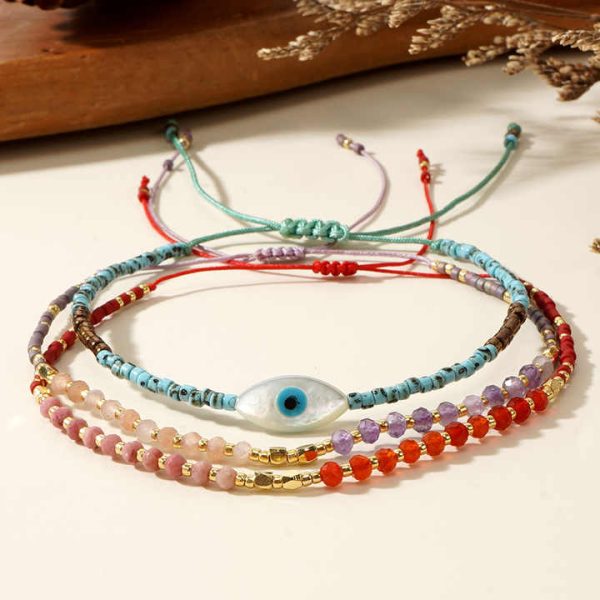 Boho Jewelry Natural Stone Beaded Bracelets Seed Bead Mother of Pearl tiger Eye Handmade Stack Fashion Jewelry for Women Sets