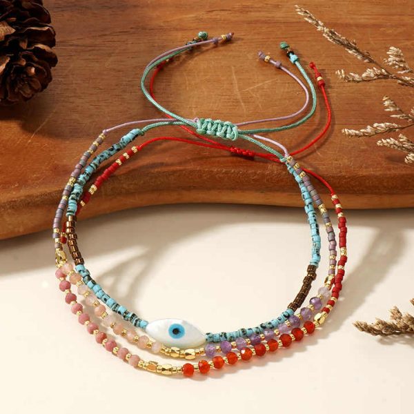 Boho Jewelry Natural Stone Beaded Bracelets Seed Bead Mother of Pearl tiger Eye Handmade Stack Fashion Jewelry for Women Sets