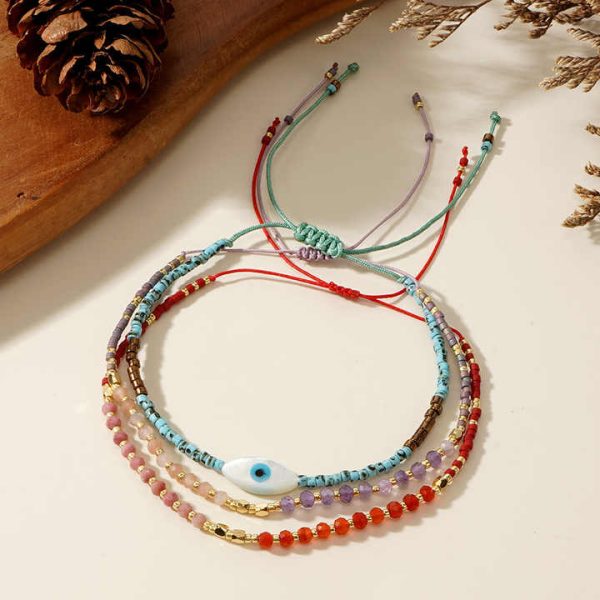 Boho Jewelry Natural Stone Beaded Bracelets Seed Bead Mother of Pearl tiger Eye Handmade Stack Fashion Jewelry for Women Sets