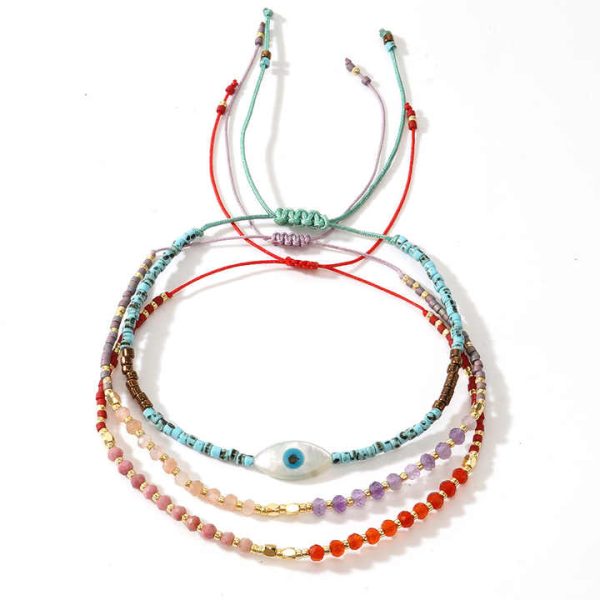 Boho Jewelry Natural Stone Beaded Bracelets Seed Bead Mother of Pearl tiger Eye Handmade Stack Fashion Jewelry for Women Sets