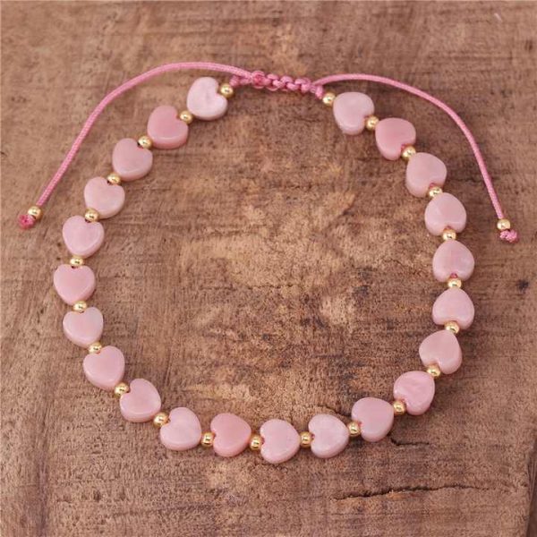 Boho 6mm Natural Stone Jasper 7 Chakra Rainbow Heart Beads Bracelet Fashion Adjustable Turquoise Dainty Bracelet Jewelry Dropshi