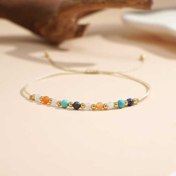 Natural Stone Beaded Bracelet Handmade Adjustable Jewelry Mother's Day Gift for Women Trendy Boho Charm Bracelet