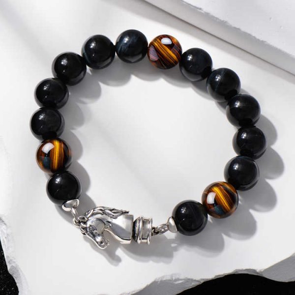 Natural Tigers Eye Stones Beads Crystal Custom 925 Sterling Silver Charms Vintage Jewelry Fashion Beaded Bracelets for Men Women
