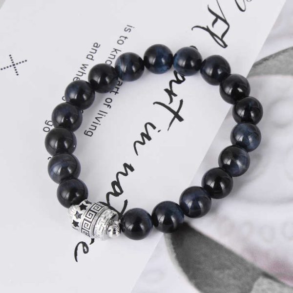 Natural Tigers Eye Stones Beads Crystal Custom 925 Sterling Silver Charms Vintage Jewelry Fashion Beaded Bracelets for Men Women