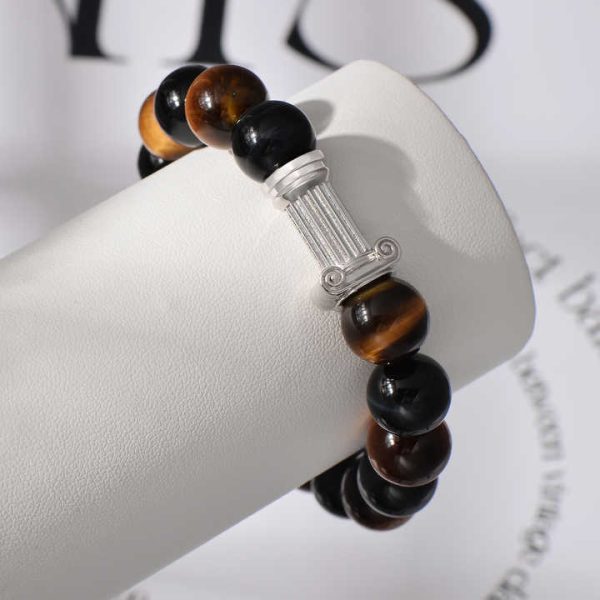 Natural Tigers Eye Stones Beads Crystal Custom 925 Sterling Silver Charms Vintage Jewelry Fashion Beaded Bracelets for Men Women