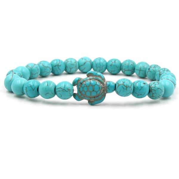 LC202503196 Wholesale Fashion Natural Gemstone Beaded Stone Men's Women Elastic Stretch Sea Turtle Bracelet