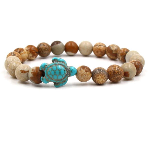 LC202503196 Wholesale Fashion Natural Gemstone Beaded Stone Men's Women Elastic Stretch Sea Turtle Bracelet