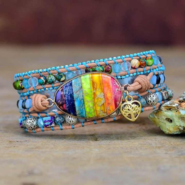 Fashion Colorful Gemstone Bead Wrap Bracelet with Leather Female Fashion Bracelet Wholesales