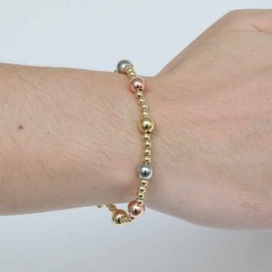 Trendy Handmade Brass Gold Plated Bead Bracelet for Women - Customizable Romantic Jewelry Gift