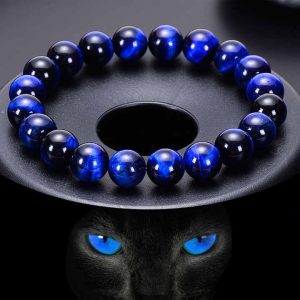 Domineering Men Hawkeye Gemstone Beaded Elastic Bracelet Fashion 6/8/10/12mm Natural Green Red Blue Tiger Eye Stone Bracelets